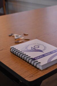 A photo of the UWP 40th anniversary notebook