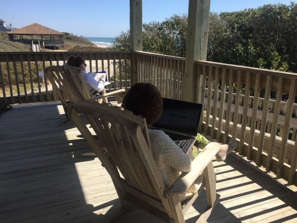 Quiet time on the beach house porch